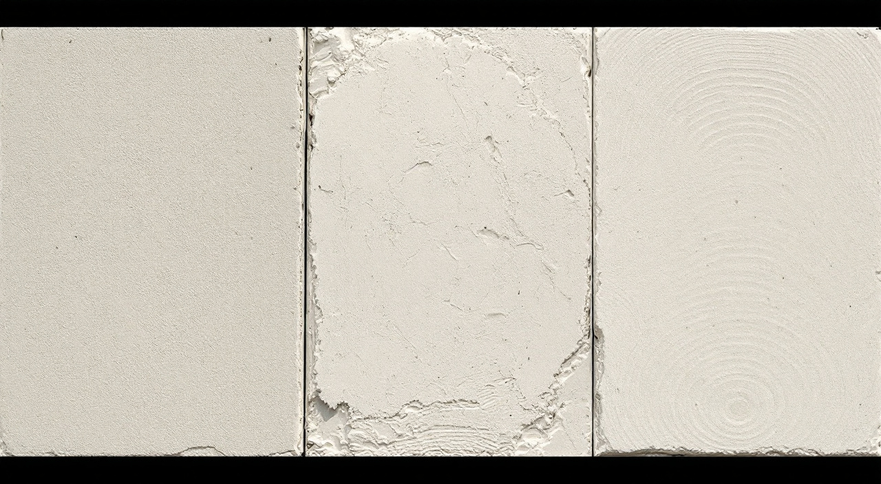 Trois textures d'enduit dans la même teinte